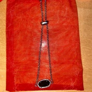 Kendra Scott Adjustable Chain Bracelet - black with silver chain